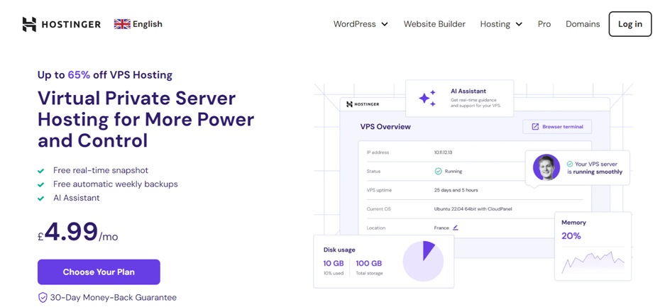 Hostinger VPS Plans for the UK