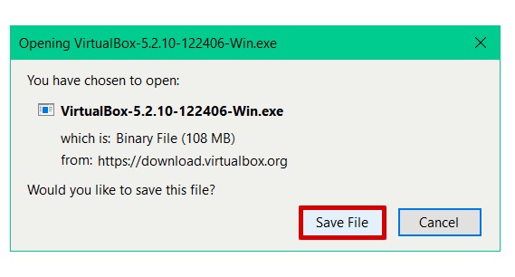 Download Virtualbox pop-up